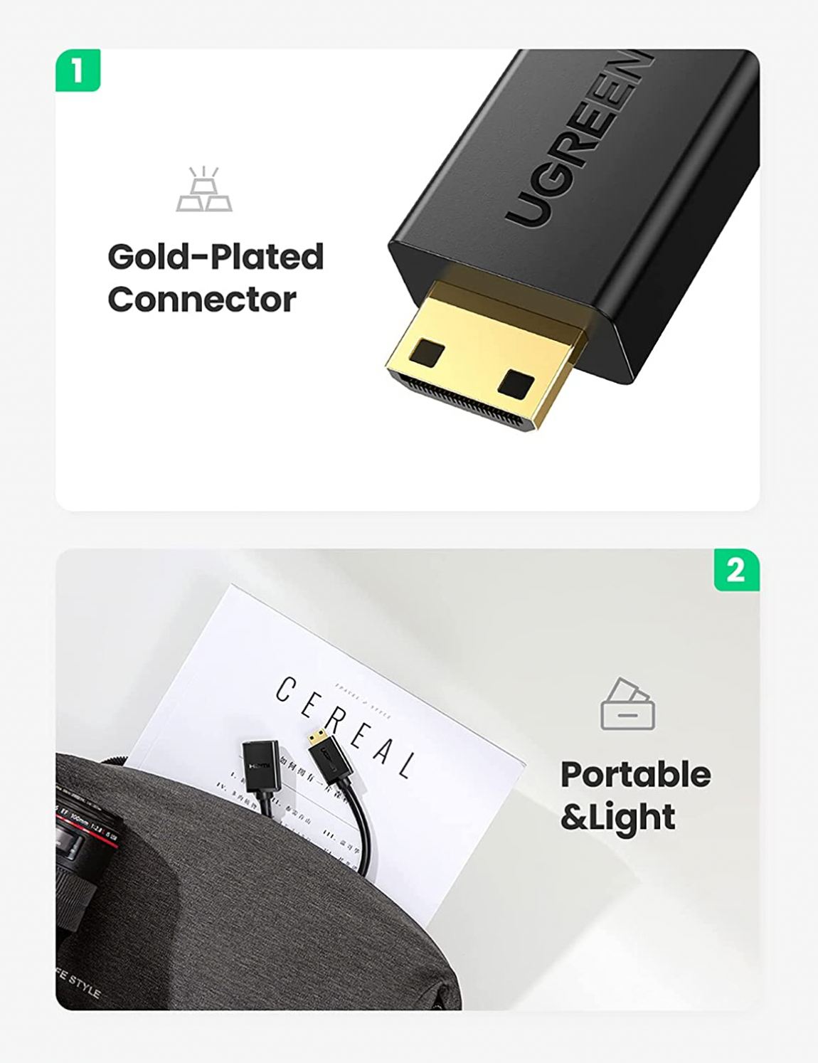 UGREEN Mini HD-MI Adapter Mini - Hd Zero Camera ulasan dan harga